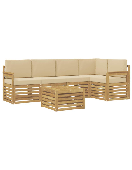 Set di divani da esterno 6 pcs Bianco e Beige 59 x 59 x 37 cm