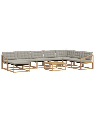 Set di divani da esterno 9 pcs Bianco e Grigio Chiaro