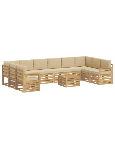 Set di divani da esterno 8 pcs Bianco e Beige 59 x 59 x 37 cm