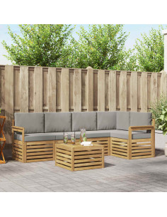 Set di divani da esterno 6 pcs Bianco e Grigio Chiaro