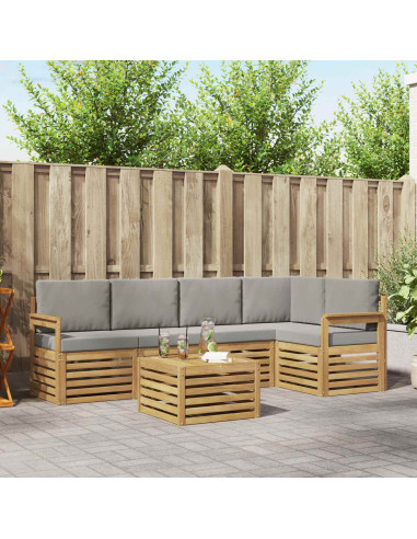 Set di divani da esterno 6 pcs Bianco e Grigio Chiaro
