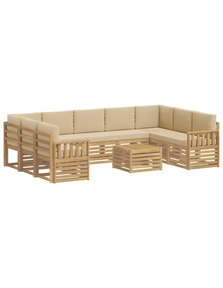 Set di divani da esterno 8 pcs Bianco e Beige 59 x 59 x 37 cm