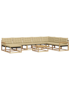 Set di divani da esterno 9 pcs Bianco e Beige 2