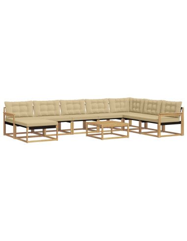Set di divani da esterno 9 pcs Bianco e Beige