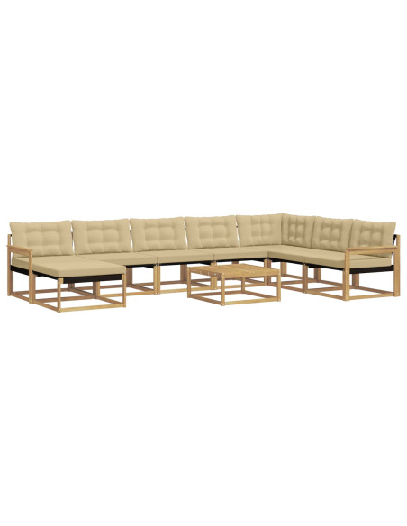 Set di divani da esterno 9 pcs Bianco e Beige