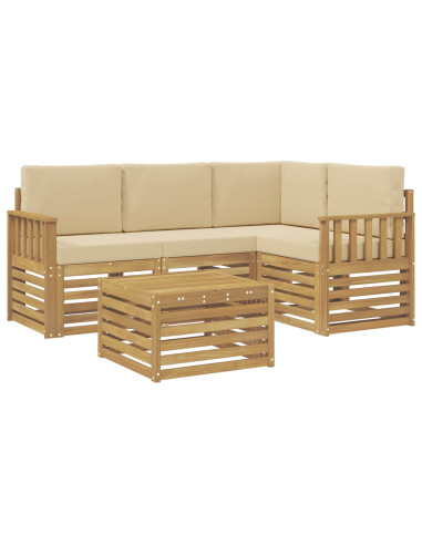 Set di divani da esterno 5 pcs Bianco e Beige 59 x 59 x 37 cm
