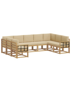 Set di divani da esterno con cuscino 9 pcs Bianco e Beige 2