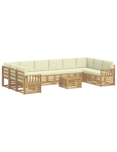 Set di divani da esterno 8 pcs Bianco e Crema 59 x 59 x 37 cm