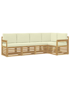 Set di divani da esterno 5 pcs Bianco e Crema 2