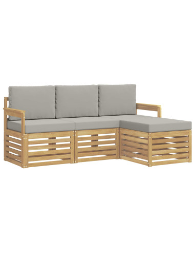 Set di divani da esterno 4 pcs Bianco e Grigio Chiaro