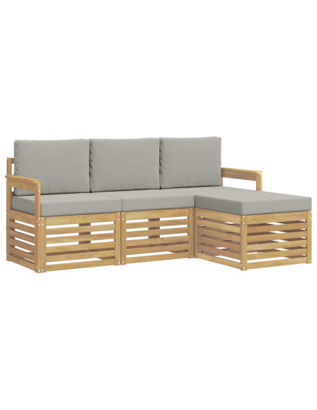 Set di divani da esterno 4 pcs Bianco e Grigio Chiaro