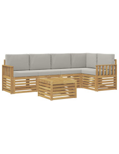 Set di divani da esterno 6 pcs Bianco e Grigio Chiaro 2