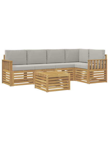 Set di divani da esterno 6 pcs Bianco e Grigio Chiaro