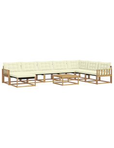 Set di divani da esterno 9 pcs Bianco e Crema 2