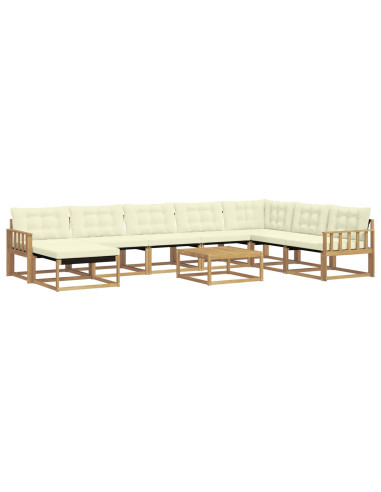 Set di divani da esterno 9 pcs Bianco e Crema
