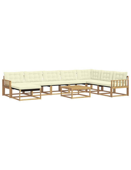 Set di divani da esterno 9 pcs Bianco e Crema