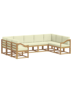 Set di divani da esterno con cuscino 9 pcs Bianco e Crema 2