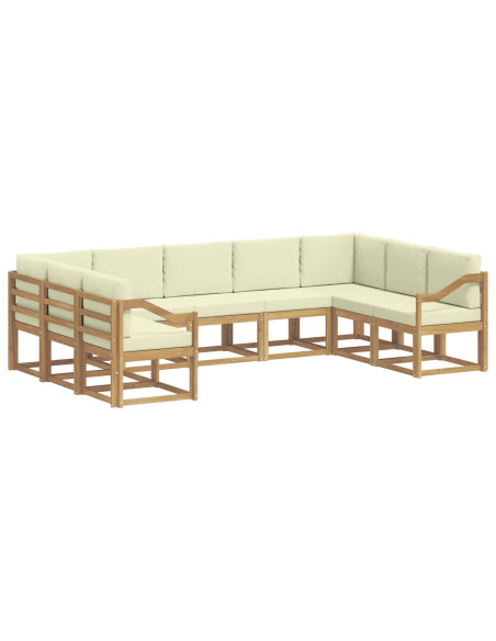 Set di divani da esterno con cuscino 9 pcs Bianco e Crema