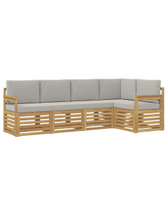 Set di divani da esterno 5 pcs Bianco e Grigio Chiaro 2