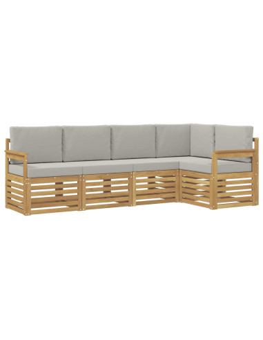 Set di divani da esterno 5 pcs Bianco e Grigio Chiaro