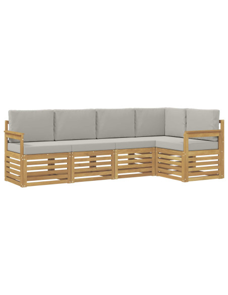 Set di divani da esterno 5 pcs Bianco e Grigio Chiaro