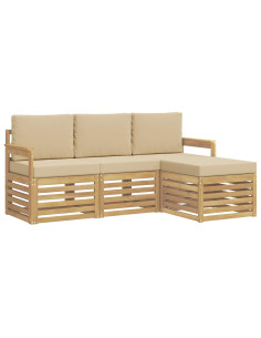 Set di divani da esterno 4 pcs Bianco e Beige 2