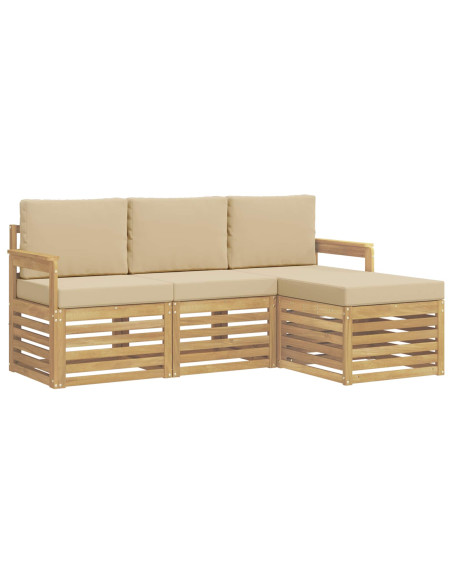 Set di divani da esterno 4 pcs Bianco e Beige