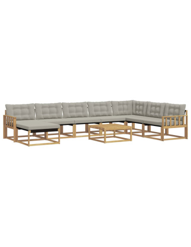 Set di divani da esterno 9 pcs Bianco e Grigio Chiaro