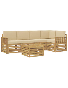 Set di divani da esterno 6 pcs Bianco e Beige 59 x 59 x 37 cm 2