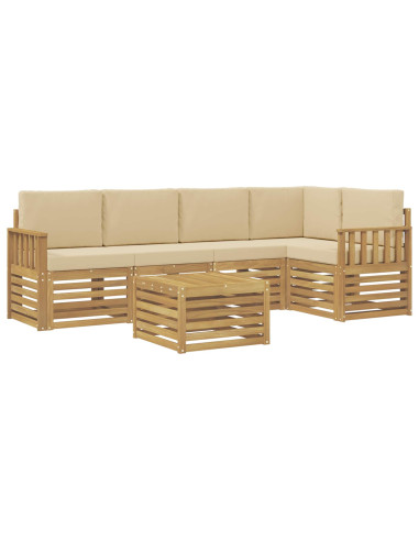 Set di divani da esterno 6 pcs Bianco e Beige 59 x 59 x 37 cm