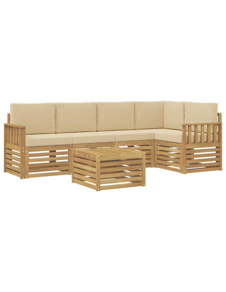Set di divani da esterno 6 pcs Bianco e Beige 59 x 59 x 37 cm