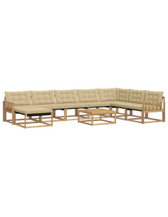 Set di divani da esterno 9 pcs Bianco e Beige 2