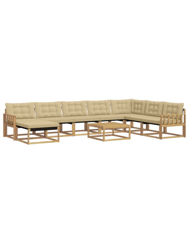 Set di divani da esterno 9 pcs Bianco e Beige