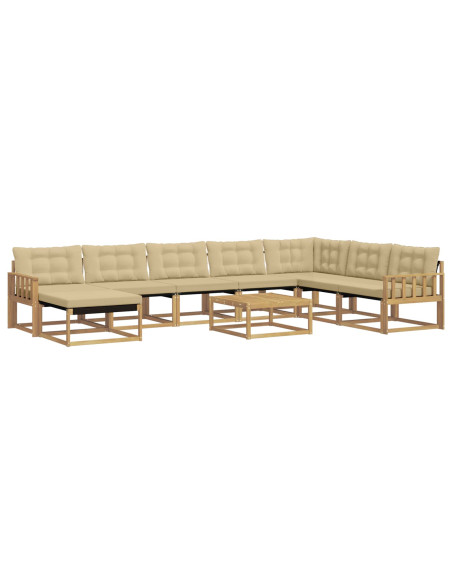 Set di divani da esterno 9 pcs Bianco e Beige