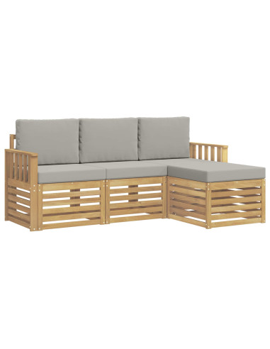 Set di divani da esterno 4 pcs Bianco e Grigio Chiaro