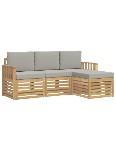 Set di divani da esterno 4 pcs Bianco e Grigio Chiaro