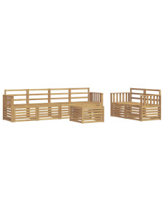 Set di divani da esterno 7 pcs Bianco Legno di Acacia Massello 2