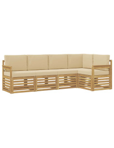 Set di divani da esterno 5 pcs Bianco e Beige 2