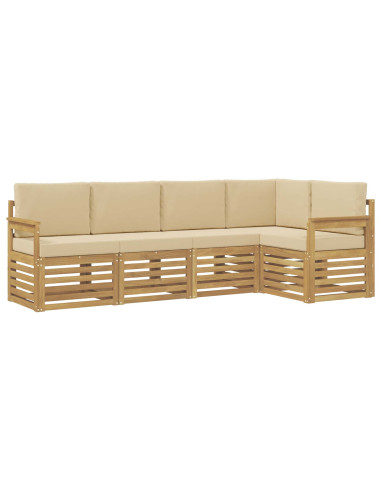 Set di divani da esterno 5 pcs Bianco e Beige