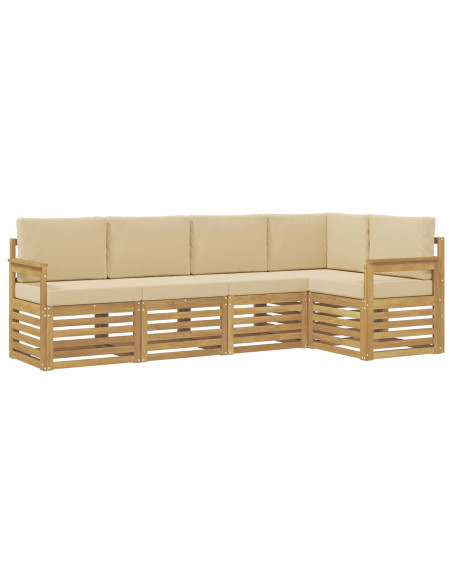 Set di divani da esterno 5 pcs Bianco e Beige
