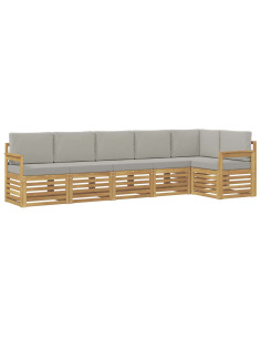 Set di divani da esterno 6 pcs Bianco e Grigio Chiaro 2