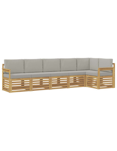 Set di divani da esterno 6 pcs Bianco e Grigio Chiaro