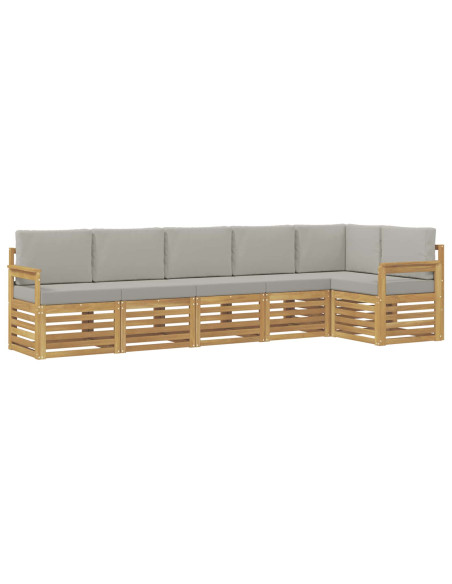 Set di divani da esterno 6 pcs Bianco e Grigio Chiaro