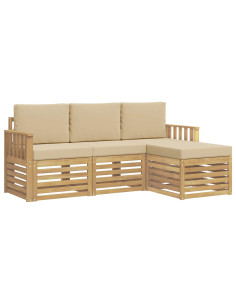Set di divani da esterno 4 pcs Bianco e Beige 2