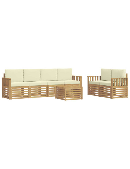 Set di divani da esterno 7 pcs Bianco e Crema Poliestere