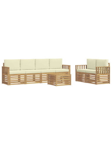 Set di divani da esterno 7 pcs Bianco e Crema Poliestere