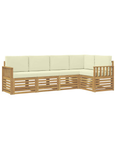 Set di divani da esterno 5 pcs Bianco e Crema 2