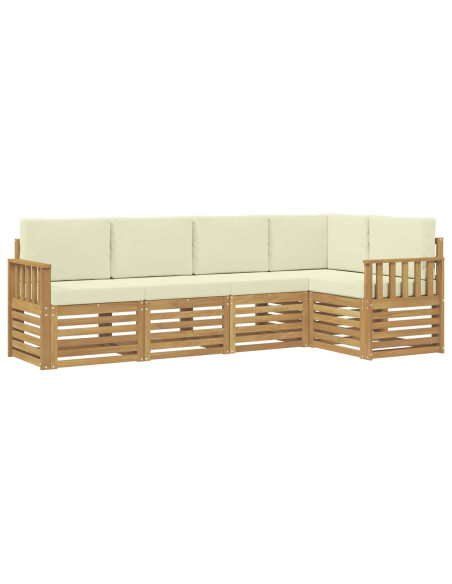Set di divani da esterno 5 pcs Bianco e Crema
