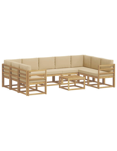 Set di divani da esterno 10 pcs Bianco e Beige 59 x 59 x 37 cm