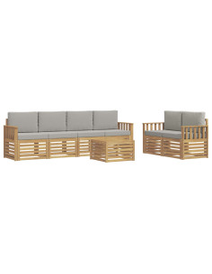 Set di divani da esterno 7 pcs Bianco e Grigio Chiaro 2